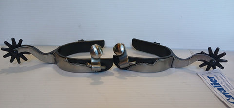 Black Steel Engraved Western Spur