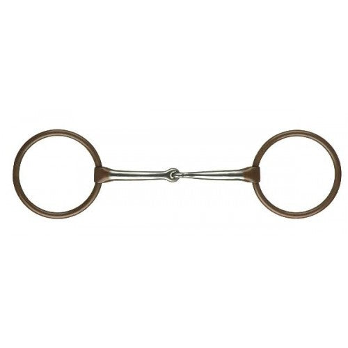 LOOSE RING SNAFFLE BIT WITH 3" ANTIQUED BROWN RINGS