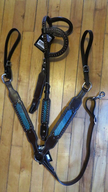 Country Legend - Turquoise Gator Series Double Ear Headstall