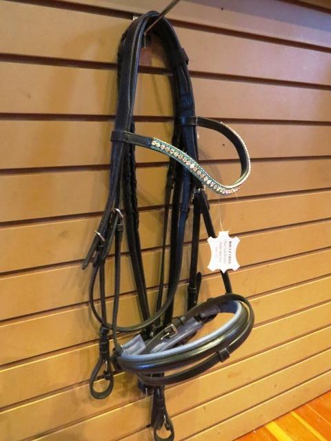 Padded English Bridle with Crystal  Browband & Reins