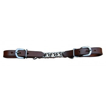 TURN TWO HARNESS LEATHER FLAT CHAIN CURB STRAP